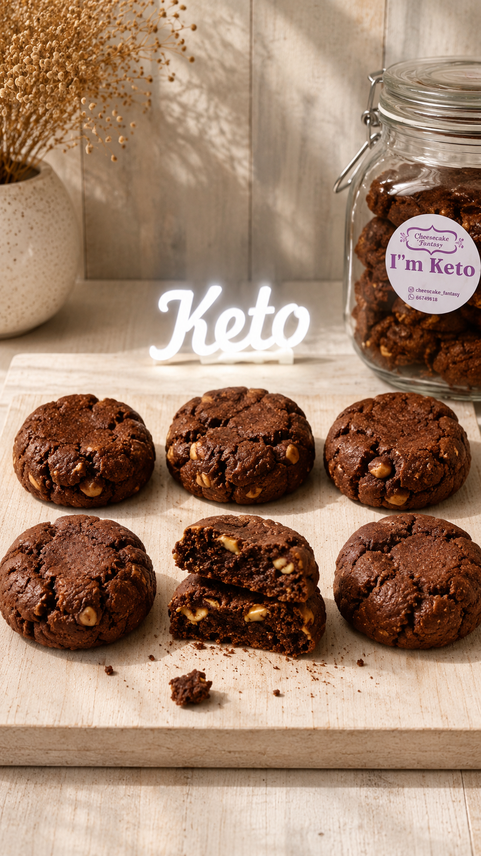 Keto Double Chocolate Chip Cookies