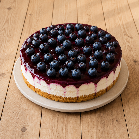 Keto Vanilla Cheesecake - Blueberry Sauce
